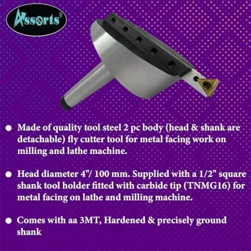 Assorts Fly Cutter 100 mm (4 Inch) Head Dia Morse Taper 3MT for Milling Machines