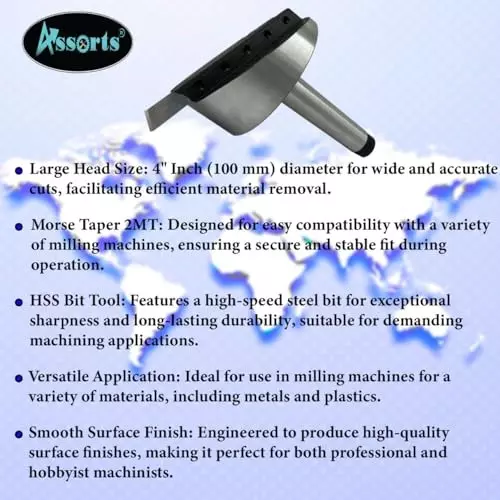 Assorts Fly Cutter with HSS Tool Bit Tool Steel 100 mm Morse Taper 2MT Shank 12.7 mm