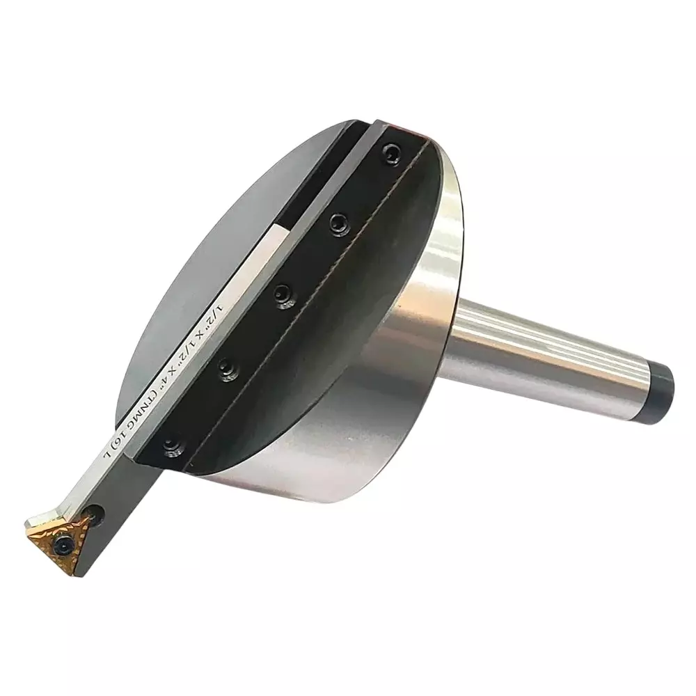 A.D INTERNATIONAL Fly Cutter with Chrome Plated Carbide Indexable Tip (TNMG16), 4 inch (100 mm) Diameter R8 Shank and 7/16 UNF Drawbar, PP-4932-O79V