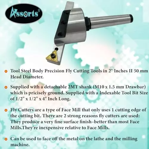 Assorts Fly Cutter with Carbide Inset Bit Tool Steel 50 mm 2MT Shank 12.7 mm M10x1.5 mm