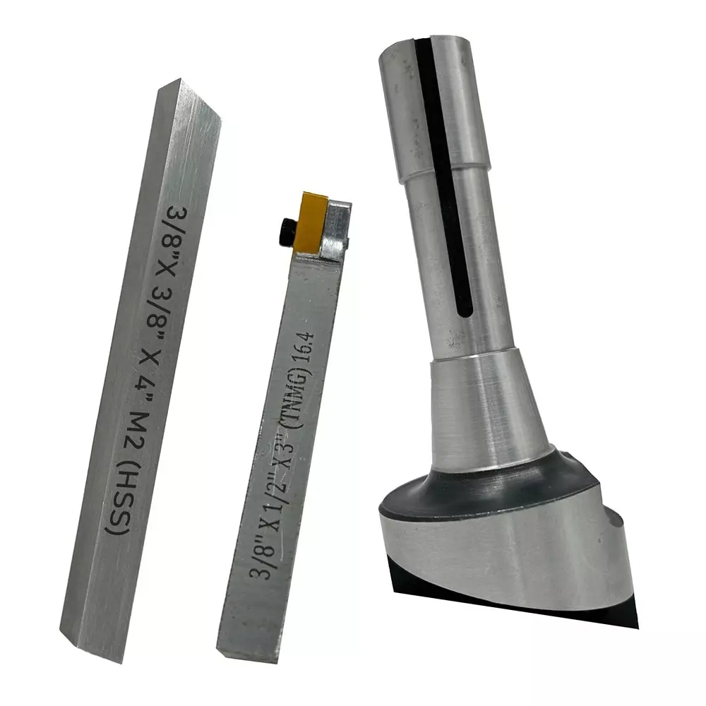 Assorts Fly Cutter 63.5 mm (2.5 Inch) Head Dia with 3/8 Inch Square HSS Tool Bit and Indexable Carbide Insert Tool R8 Shank 11.11 mm (7/16 Inch) UNF Drawbar