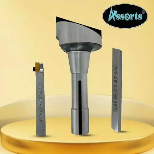 Assorts Fly Cutter 63.5 mm (2.5 Inch) Head Dia with 3/8 Inch Square HSS Tool Bit and Indexable Carbide Insert Tool R8 Shank 11.11 mm (7/16 Inch) UNF Drawbar
