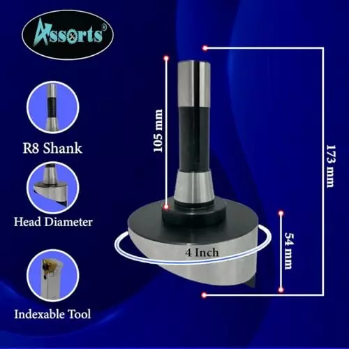 Assorts Fly Cutter with Carbide Inset Bit Tool Steel 100 mm R8 Shank 1.11 mm Drawbar