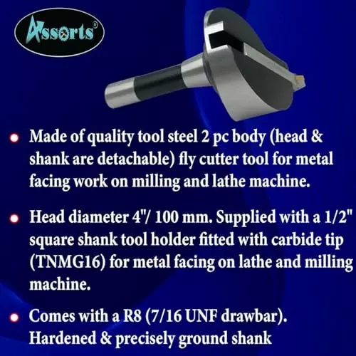 Assorts Fly Cutter with Carbide Inset Bit Tool Steel 100 mm R8 Shank 1.11 mm Drawbar