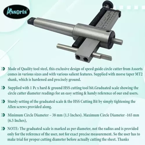 Assorts Speed Guide Circle Cutter with HSS Tool Bit Tool Steel Morse Taper MT2 for Milling Machine