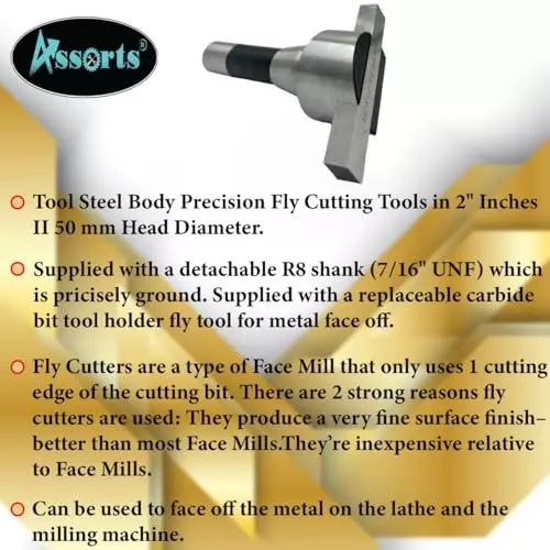 Assorts Fly Cutter with HSS Tool Bit Tool Steel 50 mm R8 Shank 1.11 mm Drawbar