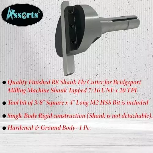Assorts Fly Cutter 63.5 mm (2.5 Inch) Head Dia with 3/8 Inch Square HSS Tool Bit R8 Shank 11.11 mm (7/16 Inch) UNF Drawbar