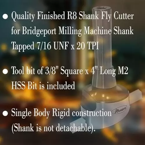 Assorts Fly Cutter 63.5 mm (2.5 Inch) Head Dia with 3/8 Inch Square HSS Tool Bit R8 Shank 11.11 mm (7/16 Inch) UNF Drawbar