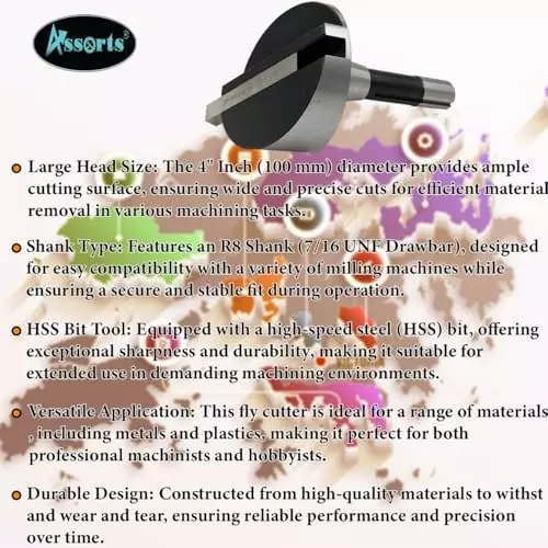 Assorts Fly Cutter with HSS Tool Bit Tool Steel 100 mm R8 Shank 1.11 mm Drawbar