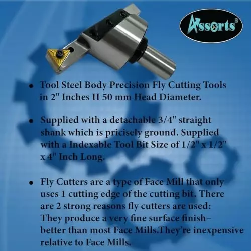 Assorts Fly Cutter with Carbide Inset Bit Tool Steel 50 mm Straight Shank 19.05 mm