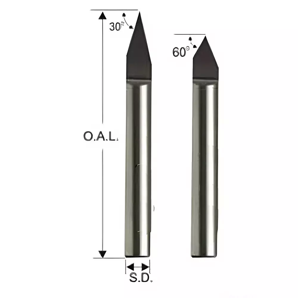 Timus Solid Carbide Engraving Router Bit TT.EG 6 mm Cutting Diameter x 60 mm Overall Length, TT.EG.06.60