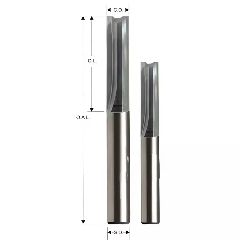 Timus 2 Flute Solid Carbide Straight Bit TT.ST 10 mm Cutting Diameter x 70 mm Overall Length, TT.ST.10.10.30