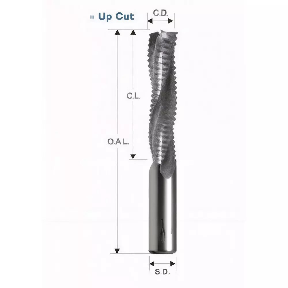 Timus Solid Carbide Up Cut Spiral Bit With Chip Breaker TT.CBU 14 mm Cutting Diameter x 100 mm Overall Length, TT.CBU.14.52