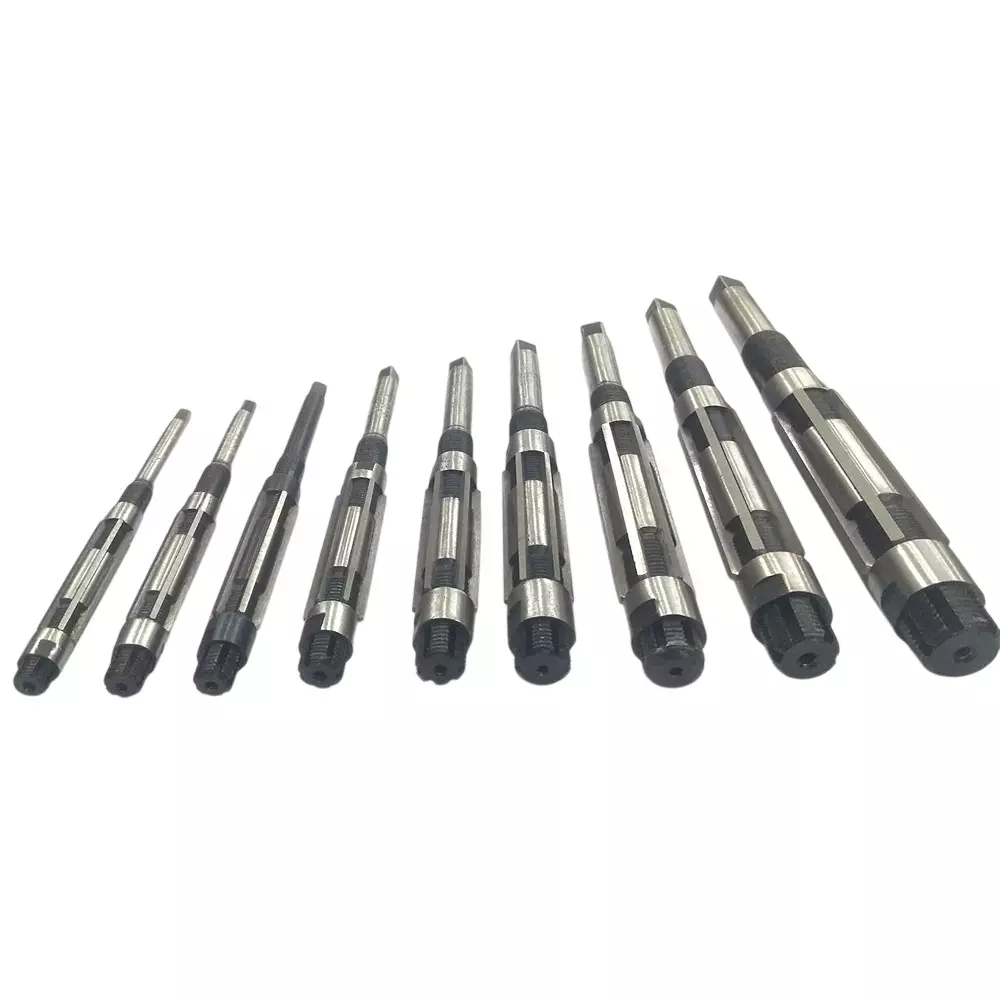 Assorts Adjustable Hand Reamer Set of 9 Pcs High Carbon Steel 389.128 to 27.517 mm, H4 to H14