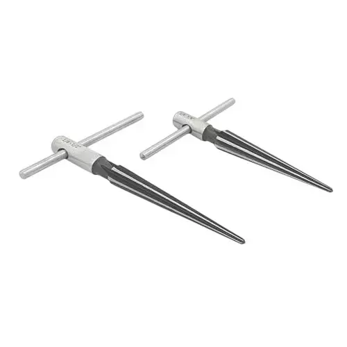 Buyohlic International Tapered Reamer Hardened Alloy Steel 1/8 to 1/2 inch (3.1-12.7 mm) & 1/8 to 5/8 inch (3.1-15.8 mm) for Aligning Holes & Removing Burrs, B6-I5PU-ZYJY (Set of 2)