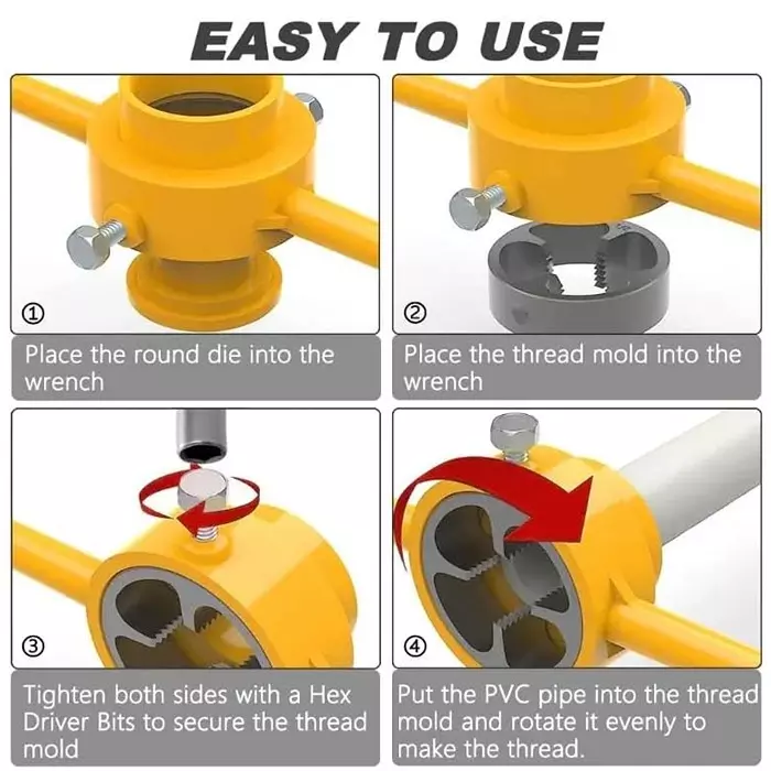 DY TOOLS Threading Die Set PVC & Metal 12.7, 19 & 25 mm Size (Pack of 6)