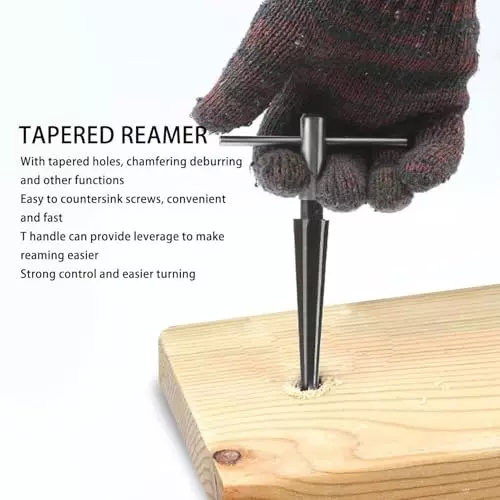 DY TOOLS Tapered Reamer High Carbon Steel T Shape Handle 3-13 mm Bridge Pin (Pack of 4)