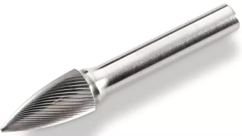 thumbnail image 2 of Excel Carbide Burr - 3mm Pointed Tree Shape On 3mm Shank, Micro Grain 2 of 3