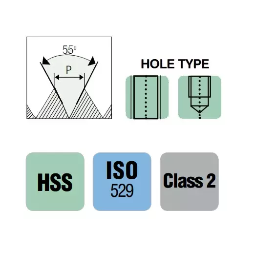 TOTEM BSW Straight Flute HSS Hand Tap 3/16 Inch (Pack of 3)