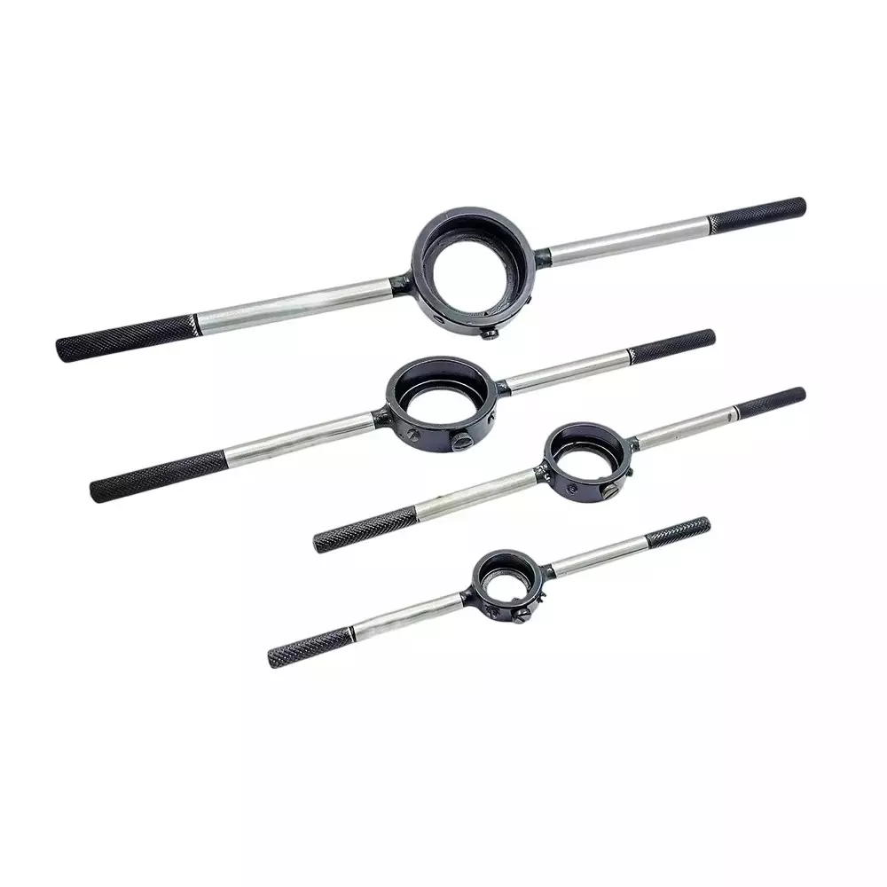 Buyohlic International Round Die Stock Handle with Knurled Grip Alloy Steel Construction and 1 inch, 2 inch, 13/16 inch, 1-1/2 inch (25.4 mm, 50.8 mm, 20.63 mm, 38.1 mm) Size, N3-PF9R-FS6W (Set of 4)