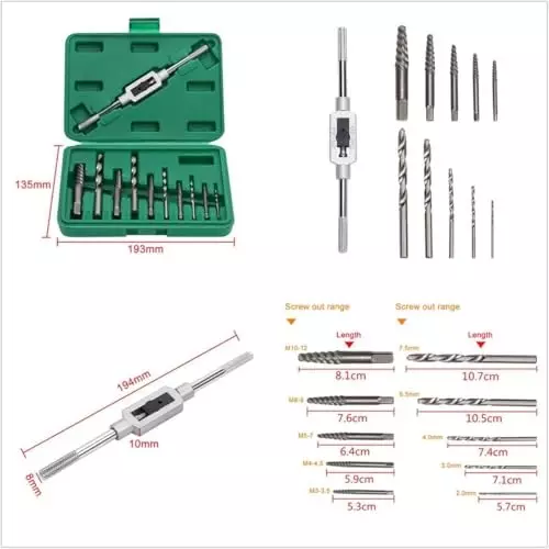 DY TOOLS Screw Extractor Set Chrome Vanadium Steel Straight Shank (Pack of 11)