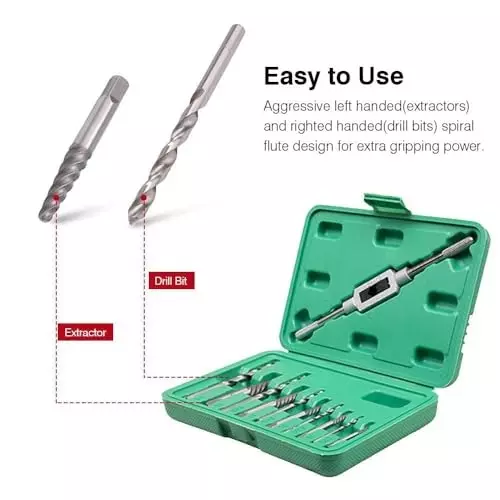 DY TOOLS Screw Extractor Set Chrome Vanadium Steel Straight Shank (Pack of 11)