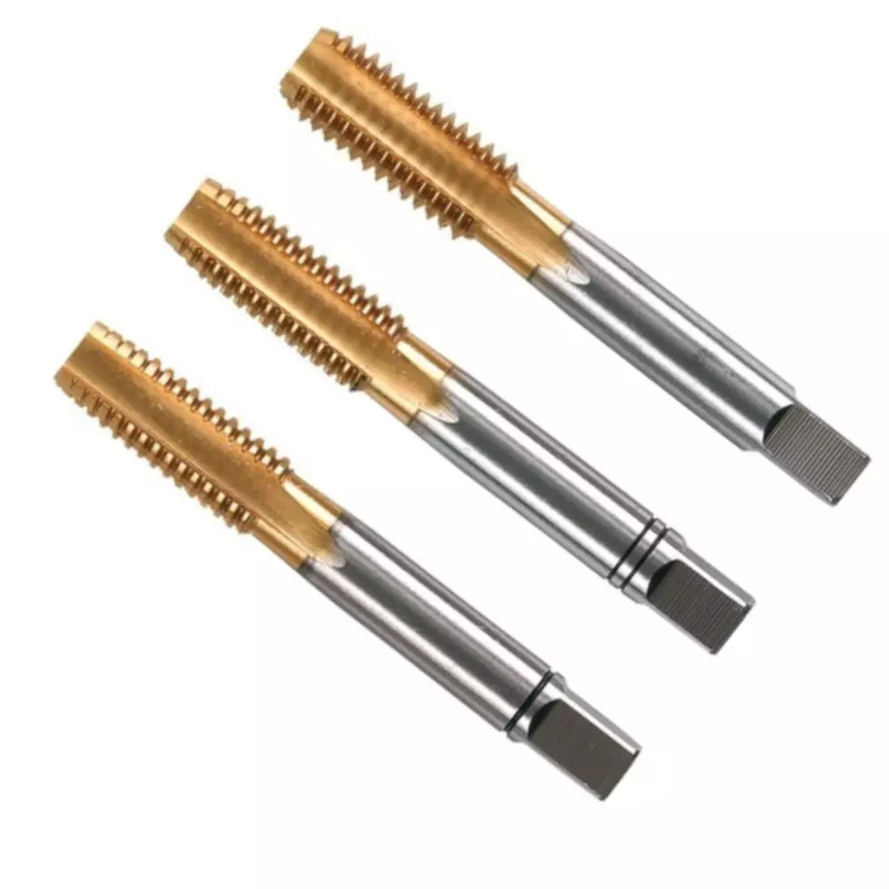 MIRANDA TOOLS HSS Hand Tap Straight Flute SO3 Tin Coated Type Ground Thread Coarse Pitch, Size M27 x 3.00 mm (Set of 3)