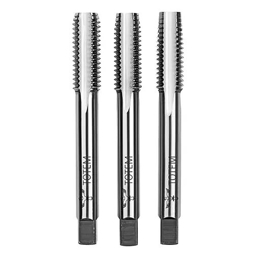 TOTEM Hand Tap Set Standard High Speed Steel (HSS) Metric Thread 68 mm Size and 6 mm Pitch (Pack of 3)
