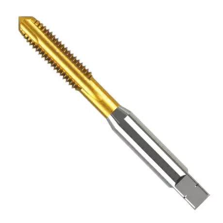 Indian Tools HSS Hand and Short Machine Tap Fine Pitch Spiral Point Part II TiN Coating M4 Nominal Diameter x 0.5 mm Pitch