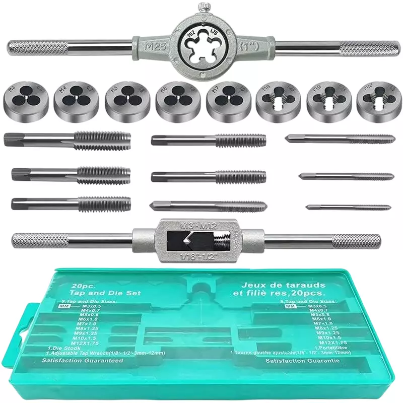 FLAMINGO ENTERPRISE Tap and Die Set Single Sided M3 to M12 Range, FM-587 (Set of 20 Pcs)