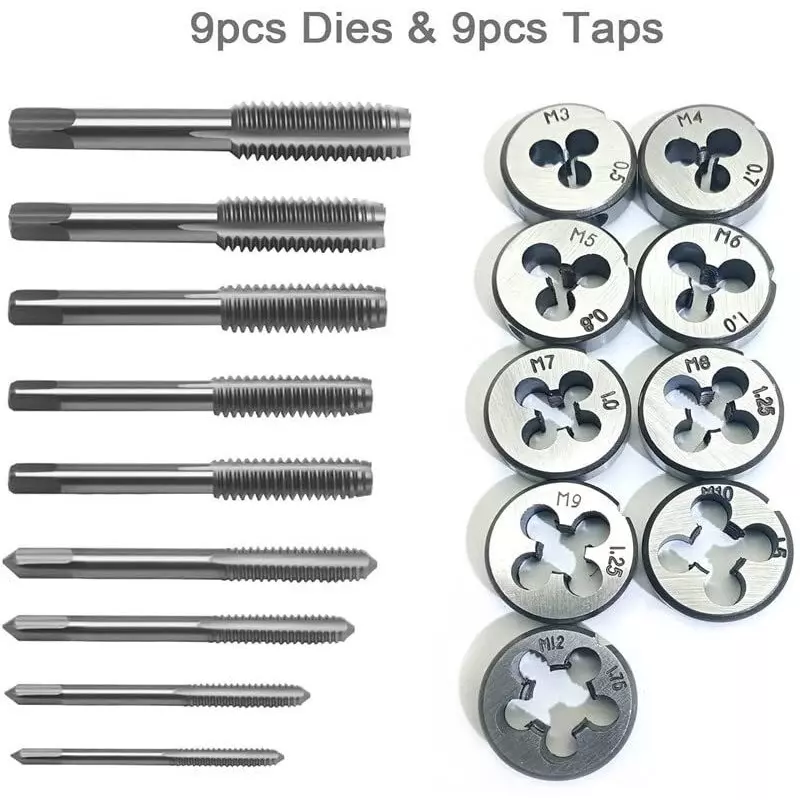 FLAMINGO ENTERPRISE Tap and Die Set Single Sided M3 to M12 Range, FM-587 (Set of 20 Pcs)