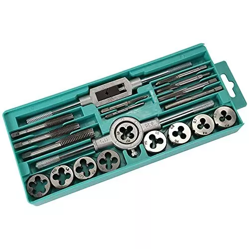 ATOZSHOP11 Metric Tap and Die Set with Storage Case M3–M12 Size Range High Quality C45 Carbon Steel (Set of 20 Pcs)