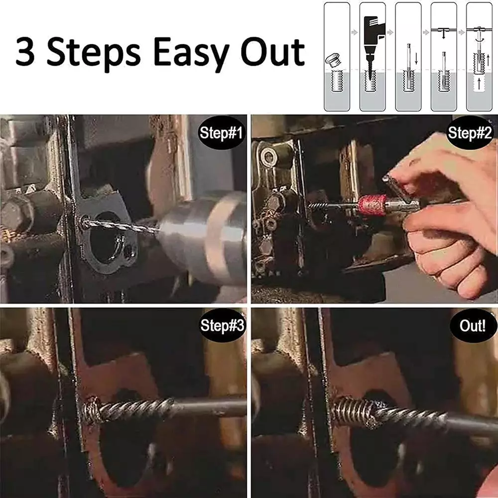 H9 Screw Extractor Set 3-22 mm Size Straight Shank Chrome Vanadium Steel (Pack of 6)