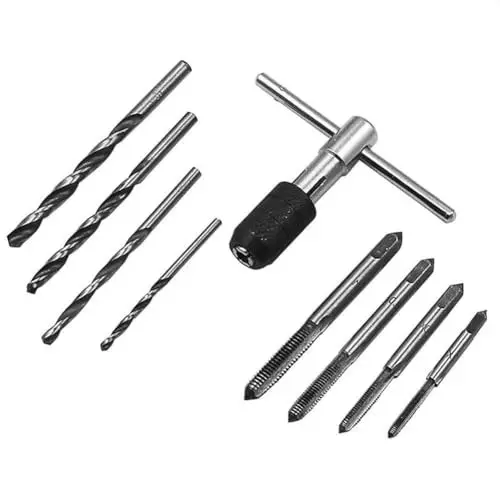 GENERIC 9 Pcs Thread Tap Drill Bit Set HSS M3-M6 T Handle Wrench Reamer Tool
