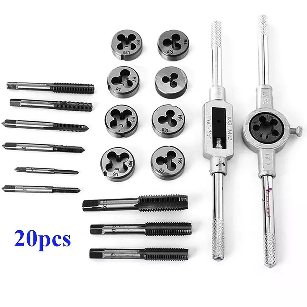 FLAMINGO ENTERPRISE Tap and Die Set Single Sided M3 to M12 Range, FM-597 (Set of 20 Pcs)