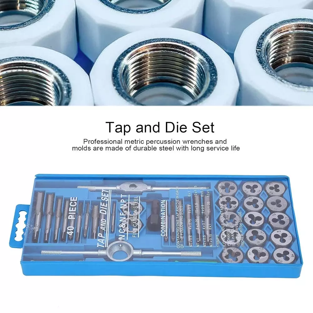 DY TOOLS Screw Extractor Metric Tap & Die Set M3-M12 Thread Size Range (Set of 40 Pcs)