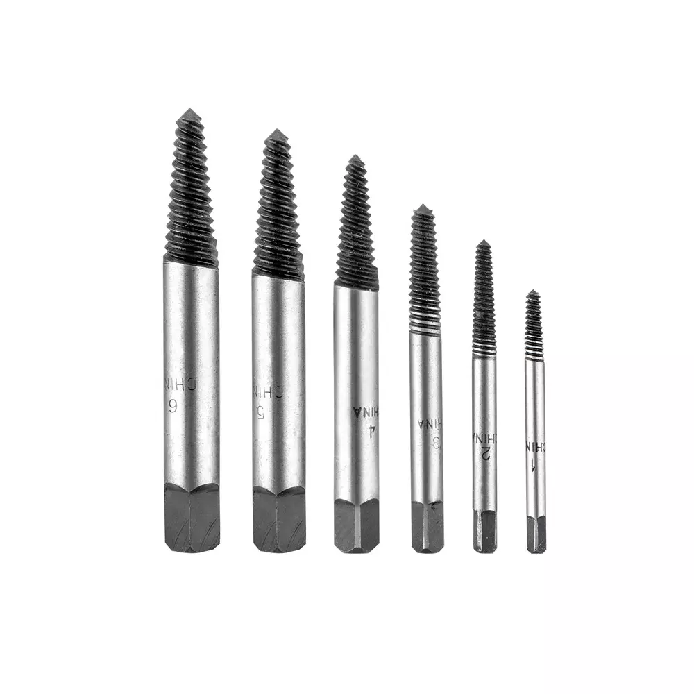 Total Cr-V Screw Extractor Set 3–6, 6–8, 8–11, 11–14, 14–18, 18–25 mm Size 48–52 HRC Hardness, TACSE0061 (Set of 6 Pcs)