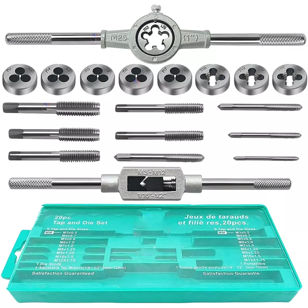 FLAMINGO ENTERPRISE Tap and Die Set Single Sided M3 to M12 Range, FM-586 (Set of 20 Pcs)