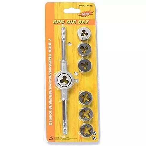ATOZSHOP11 Screw Tap & Die Set M3, M4, M5, M6, M8, M10, M12 (Set of 8 Pcs)