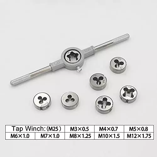 ATOZSHOP11 Screw Tap & Die Set M3, M4, M5, M6, M8, M10, M12 (Set of 8 Pcs)