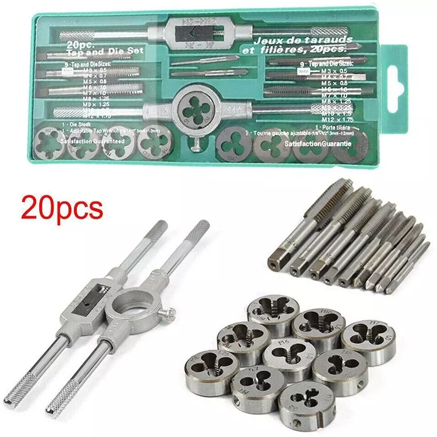 FLAMINGO ENTERPRISE Tap and Die Set Single Sided M3 to M12 Range, FM-588 (Set of 20 Pcs)