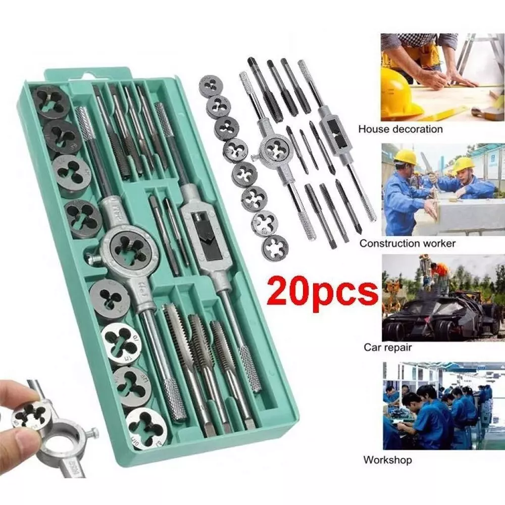 FLAMINGO ENTERPRISE Tap and Die Set Single Sided M3 to M12 Range, FM-588 (Set of 20 Pcs)