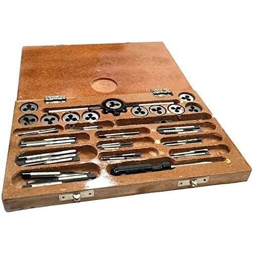 A.D INTERNATIONAL British Association Tap and Dies Set 0 to 10 BA Thread Size with Wooden Box, 91-6O4M-0ANZ (Set of 47)