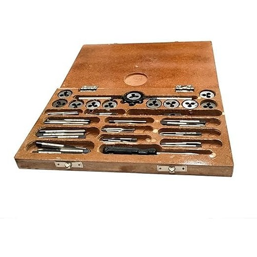 A.D INTERNATIONAL British Association Tap and Dies Set 0 to 10 BA Thread Size with Wooden Box, 91-6O4M-0ANZ (Set of 47)