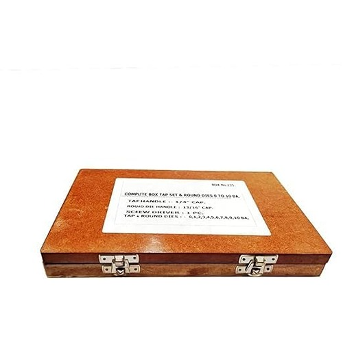 A.D INTERNATIONAL British Association Tap and Dies Set 0 to 10 BA Thread Size with Wooden Box, 91-6O4M-0ANZ (Set of 47)