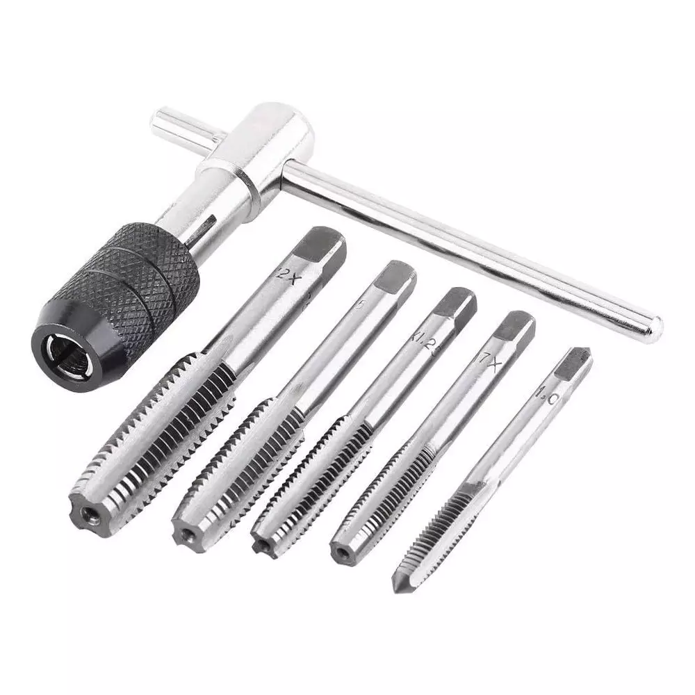 GENERIC Screw Tap Set M6-M12 High Speed Steel 5 Pcs with T-Handle Wrench
