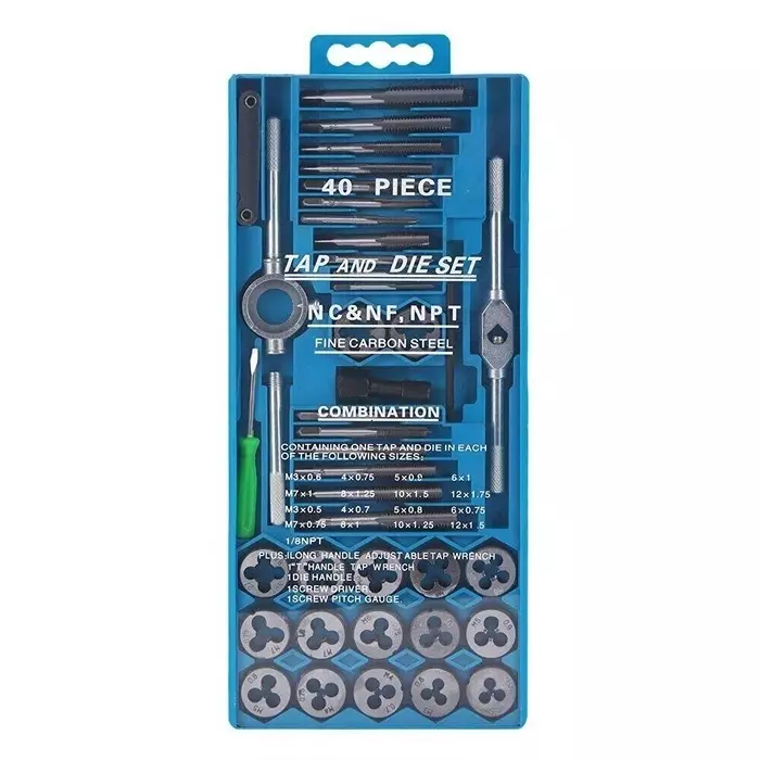 FLAMINGO ENTERPRISE Tap and Die Set Single Sided M3 to M12 Range, FM-589 (Set of 40 Pcs)
