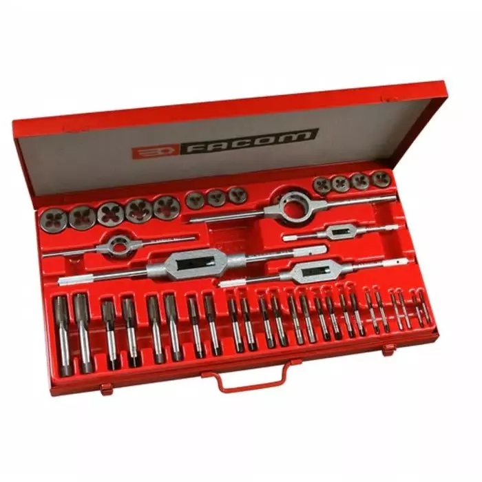 Facom 41-Piece HSS Tap Die Set, M3 - M18 Taps, M3 - M18 Dies, 221.227SJ2