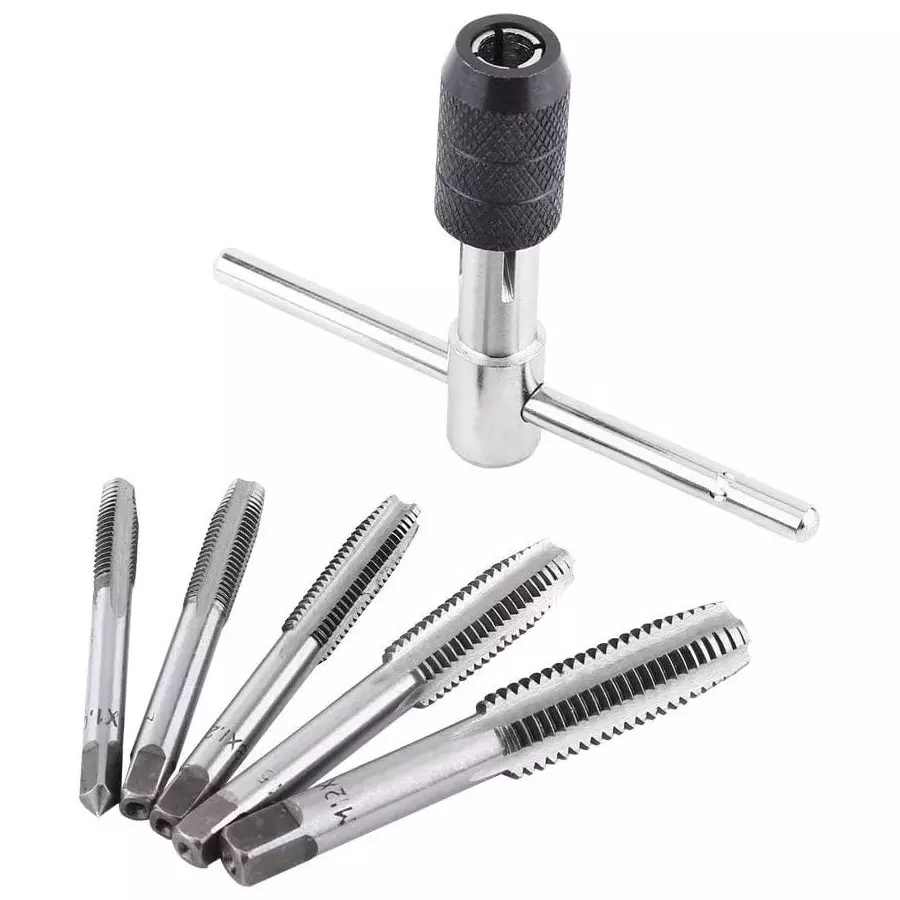 GENERIC Thread Tap Wrench Set Tungsten Steel Uncoated Straight Type M6, M7, M8, M10, M12 Thread
