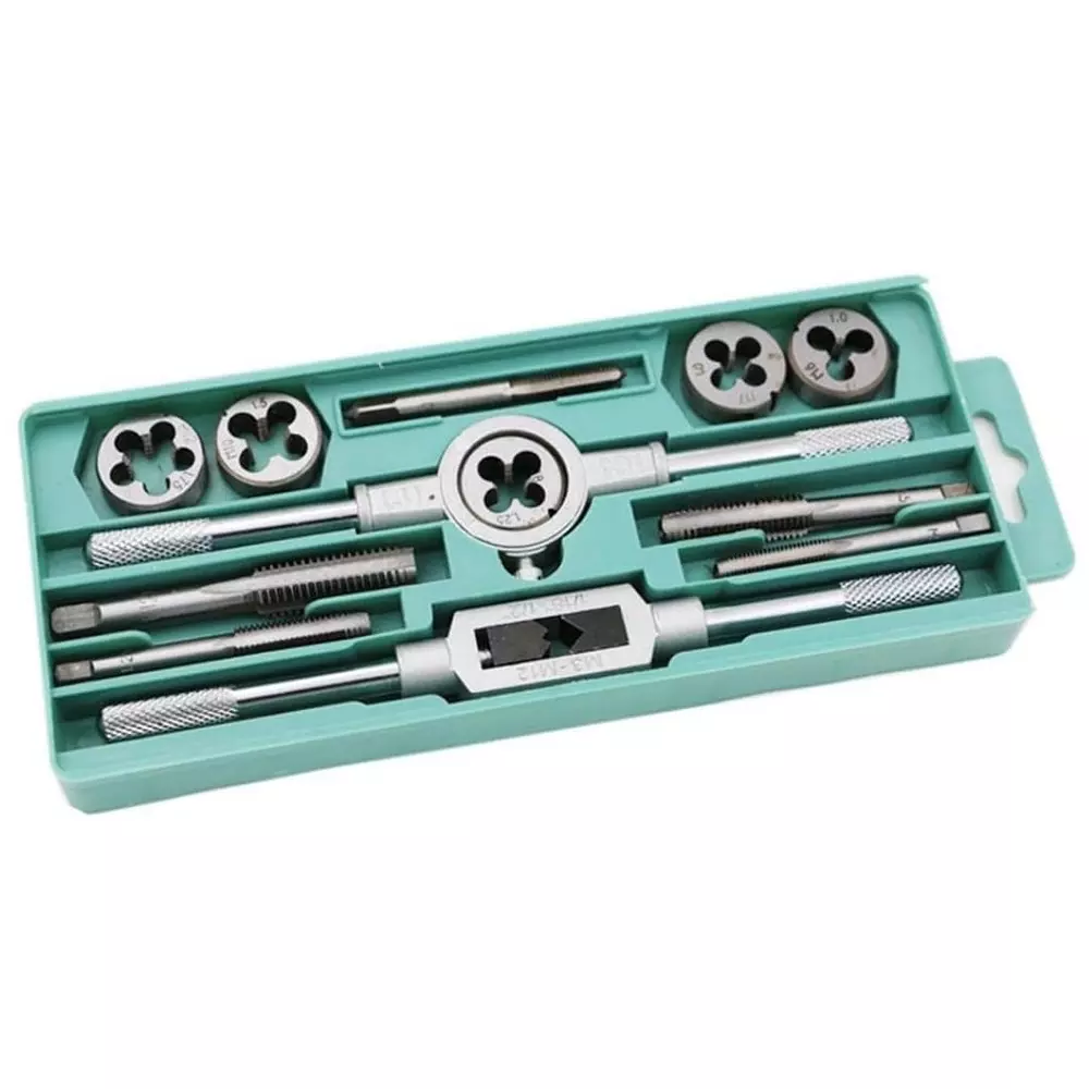 Jawsons Tap & Die Set Durable Tungsten Alloy Steel for Cutting M6-M12 Internal & External Threads (Set of 12 Pcs)